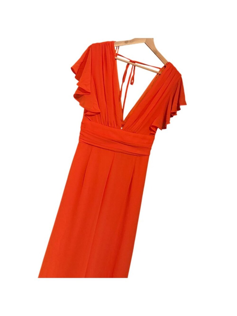 Miss Avenue Orange Flutter Sleeves V Neck Jumpsuit Size Medium NWT
